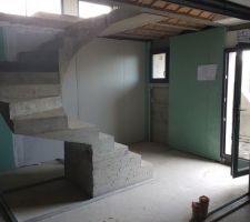Doublage murs de la buanderie en sous-sol.