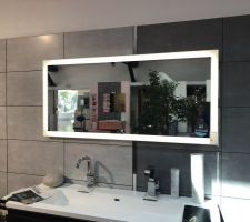 Choix des sanitaires : 

Miroir de la salle de bains parentale

Allumage par passage de la main dessous. Eclairage LED. Antibuée.
Ref Sanijura.