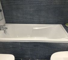 Choix des sanitaires : 

Baignoire (hors robinetterie) de la salle de bains de l'étage. Rien d'extraordinaire, nous sommes restés sur le modèle de base. 
Nous avons seulement sélectionné une robinetterie thermostatique sui sera fixée au mur. 

Ref Jacob Delafon
