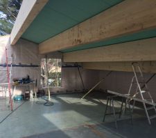 Pan de toiture Nord panneaux dwich en place