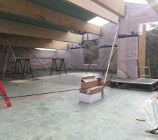 Pan de toiture Nord Est panneaux dwich en place