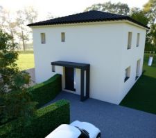 Plan 3D de l'avant de notre maison - Côté Nord - Entrée de maison