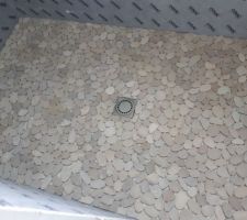 Galets de la douche à l'italienne posés