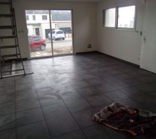 Peinture et carrelage salon