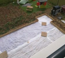 Préparation de la terrasse :
Etape 1 : Coffrage et géotextile