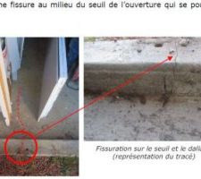 Photo d'expertise - fissure seuil atelier