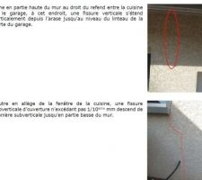 Fissures (absence chaînage et/ou malfaçon des fondations qui restent à confirmer)