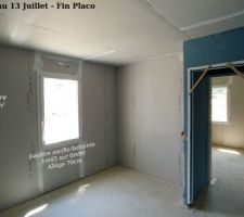Semaine du 09 au 13 Juillet - Pose des placos terminée.

Une des chambres.
