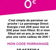 À ceux qui veulent choisir leur fournisseur d'énergie si vous pensez direct énergie voici mon code de parrainage ;)