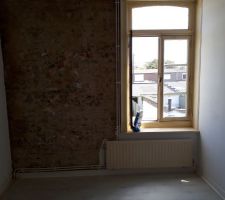 Chambre jardin, mur humide en haut à gauche
