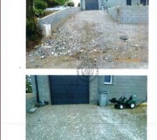 La pente, pour laquelle nous avons pay&eacute; pour du concass&eacute;, et sur laquelle nous retrouvons bouts de verre, gravats en tout genre...