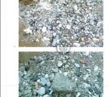 La pente de la maison, pour laquelle nous avons pay&eacute; pour du concass&eacute;, et sur laquelle nous retrouvons bouts de verre, gravats en tout genre...