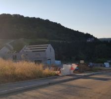 Début de la pose de la charpente