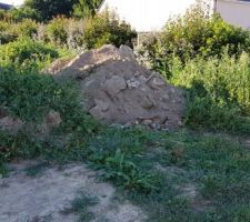 Livraison de terre petit à petit, on en trouve un peu un droite à gauche, les voisins qui font des travaux nous en dépose, mais il en manque encore pas mal !