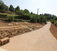 Terre remise en place, chemins d'accès et empierrement, vue de la terrasse