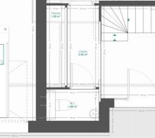 Possibilité d'ouverture plus grande dans le sas d'entrée si portes à galandage