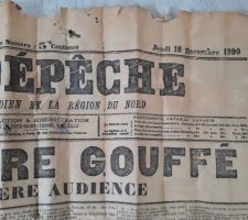 Morceau de journal retrouvé dans un mur, il doit dater de la construction