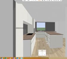 Nouvelle configuration de cuisine si suppression du châssis - vue du salon