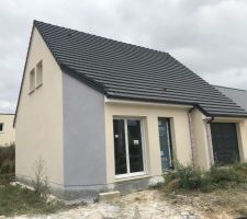 Enduit gratté ( Pierre Claire 001 Weber + Gris Froid )