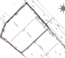 Plan de masse des deux terrains (entour&eacute;s en gris) qui nous serviront pour notre construction
