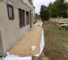 Mise en place de bordure et pavés en bords.