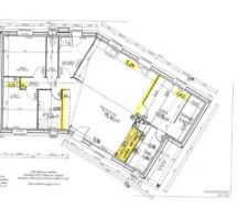 Les plans de notre maison. Voici le rez-de-chaussée. 2 chambres enfants. 1 WC; 1 salle de bain. Salon séjour avec cuisine ouverte. Suite parentale avec notre salle de bain et un dressing.