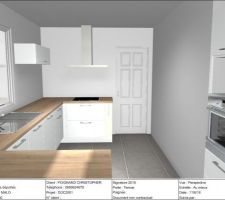 Cuisine blanche, plan de travail chêne clair