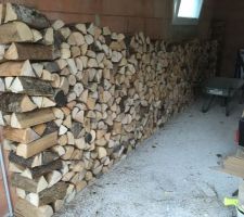 Le bois pour l'hiver est en cours de rangement