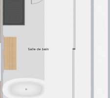 Approximativement le rendu avec la sous pente en blanc et le placard coulissant en dessous