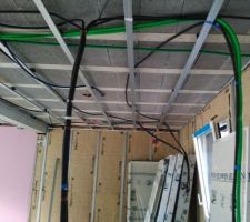 Rail plafond futur chambre et salle d'eau au fond contre le mur