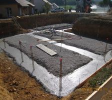 Coulage du béton pour les fondations fini