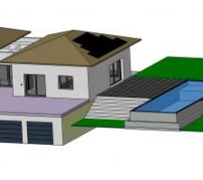 Ajout de la piscine,modification la pente du toit et intégration des panneaux solaire
