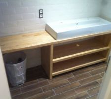 Meuble perso en hévéa pour SDB enfant (vasque double 120cm)