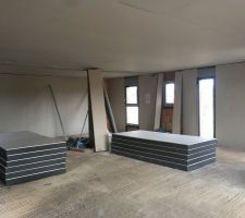 Plafond pièce de vie terminé
Préparation des murs extérieurs