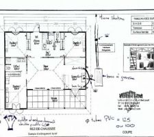 Plan des évacuations des deux salles de bain ainsi que des deux WC.