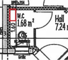 WC du hall avec emplacement du lave-main.