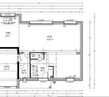 Le plan du RDC ne représente pasla version finale car nous allons créer un bureau de 9.5 m² en bas à gauche. Il restera un grand séjour de presque 33m².

La version définitive du plan de l'étage. Il y aura éventuellement des changements 
minimes à l'issue du MAP.

N?hésitez pas à réagir si vous pensez à des améliorations du plans intérieurs