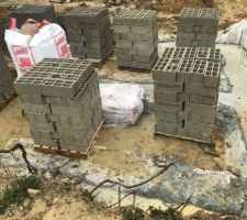 Livraison du parpaings pour les murs du vide sanitaire