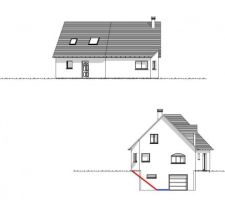 Photo extraite du permis de construire, avec en rouge la délimitation du crépis que nous souhaitions