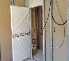 Pose du raillage au sol et cloison