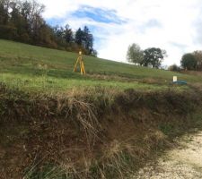 RDV d'implantation avec MO pour visualiser la maison au sol sur le terrain
vue nord ouest (depuis la fin de la zone de servitude qui sera notre chemin d'accès)