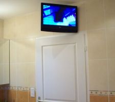 La TV dans la salle de bains.