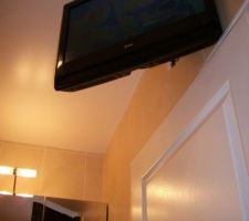 La TV dans la salle de bains.