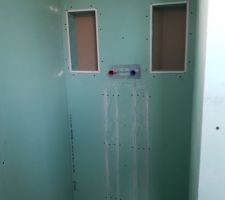 Niches dans les douches pour éviter d'avoir à gérer un porte-savon...