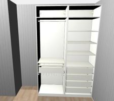 R&eacute;flexion sur les dimensions du placard chambre enfant/ado.

Version 2 : coulissant, 150cm + espace bibli de 60cm disponible.