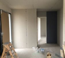 J+180: Fin de placo- Entrée (Le grand placard de 2,80m est sur la droite, au fond la chambre parentale)