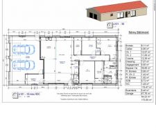 Voici le plan de notre maison de plein pied et ses surfaces