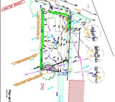 Plan Géomètre. On peut apercevoir l'implantation de la maison.