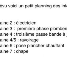 09/01/2019- Extrait du mail planning envoyé par notre conducteur de travaux