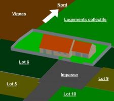 Voici une petite vue 3D que j'ai réalisé moi-même de la maison sur le terrain avec son environnement !